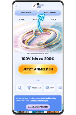Casino Homepage Registrierung Button klicken
