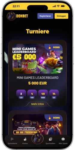 Donbet Casino Turniere Seite mit Freispiel Wettbewerben