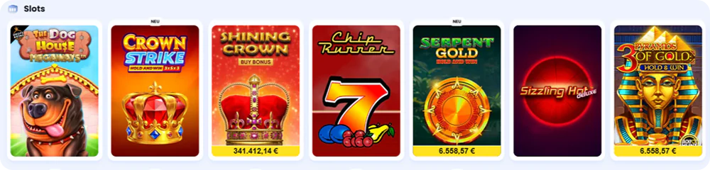 Online Slots Auswahl