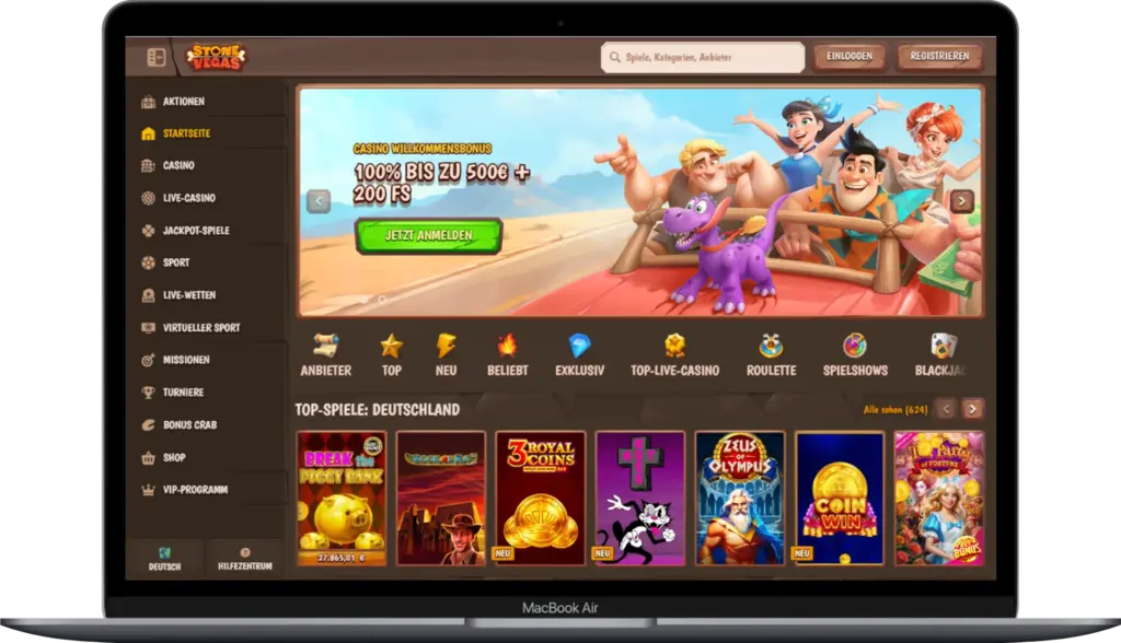 Stone Vegas Spielauswahl und klarer Casino